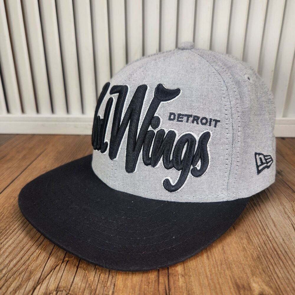 Detroit Red Wings New Era 9fifty Snapback Hat Cap Gray Black Large Font Hockey